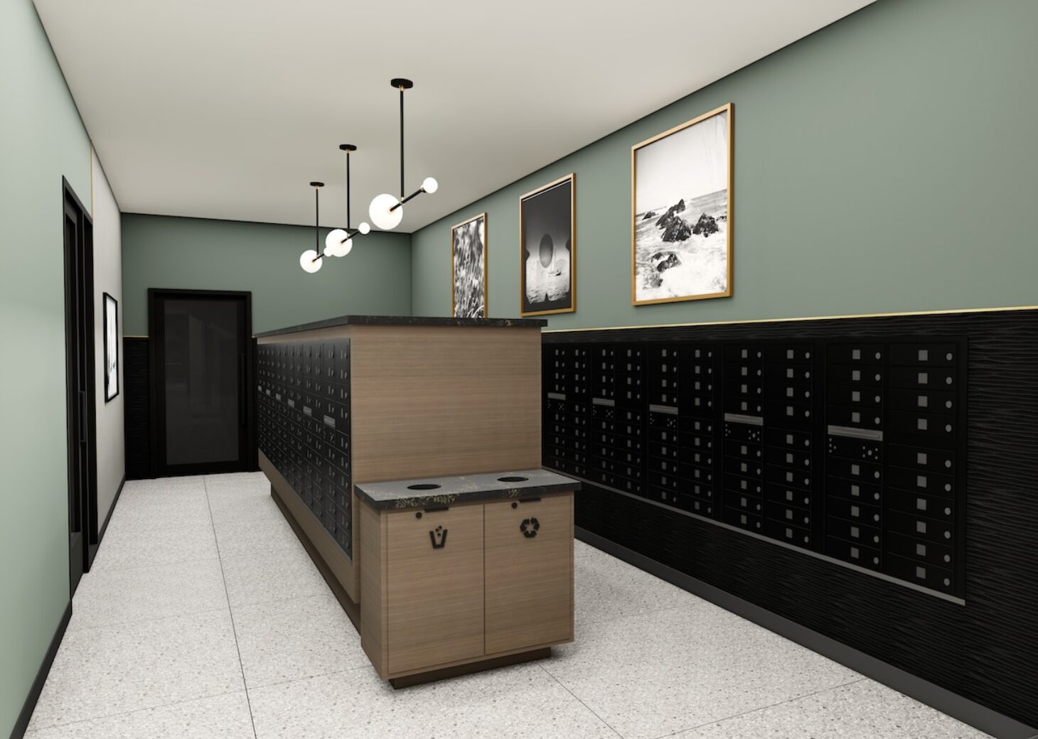 Rendering of the mailroom at Two10